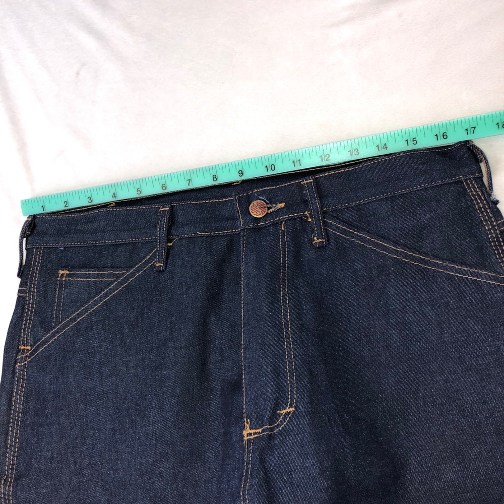 VTG Round House Carpenter Jeans Mens 33x33 USA Made Raw Denim Deadstock Workwear - Picture 9 of 16